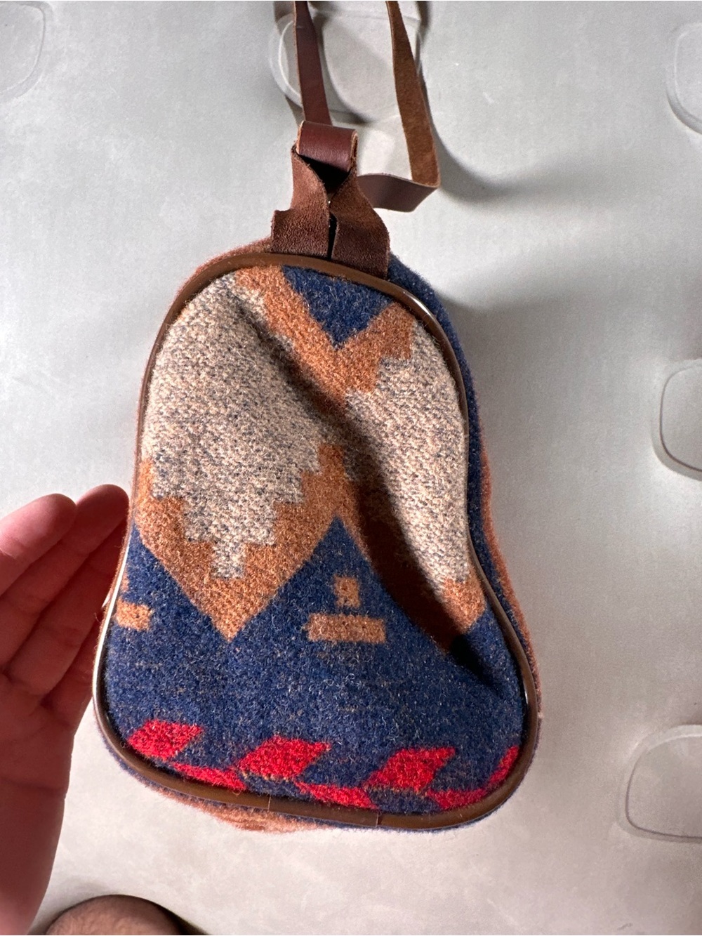 Pendleton Red Tan And Blue Wool Southwestern Aztec Retro Crossbody Bag USA Made - Picture 6 of 15